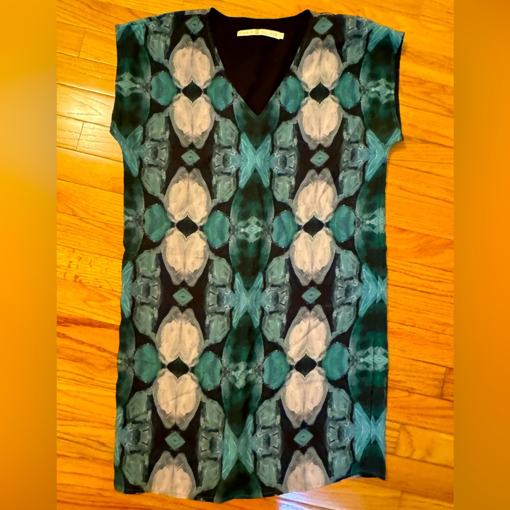 MARIE OLIVER turquoise and gray dress!